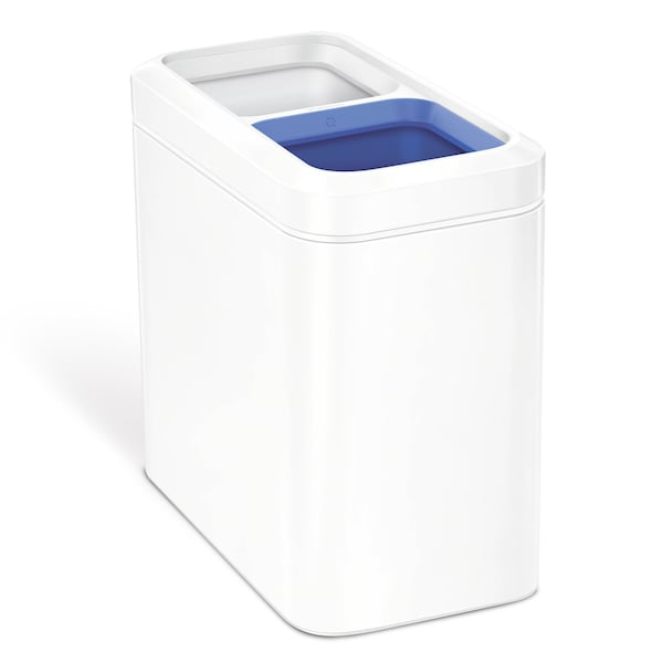 20 L Rectangular Indoor Metal Can, White, Stainless Steel, 8.7 in